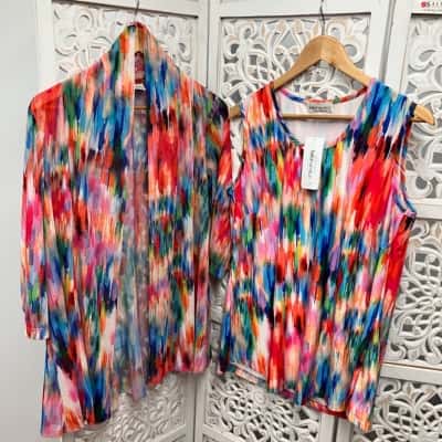 Fella Hamilton Two Piece Shirts Multi-colored Abstract Brushstroke Pattern Size 10 / 12