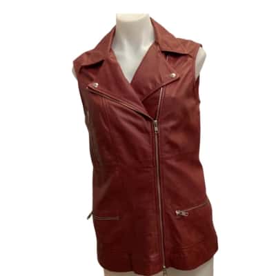  Womens  Alysi Size 8 Maroon Leather Vest