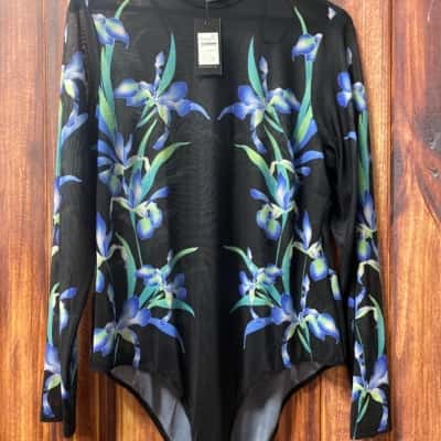 City Chic  Size M Bodysuit Black  / Blue / Floral new 