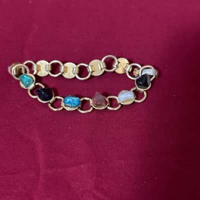  Women's Rainbow Gemstone Vintage 70’s Boho Bracelet 