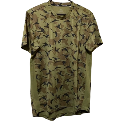 Adidas Mens  Size L Short Sleeve Shirt Camouflage / Green 