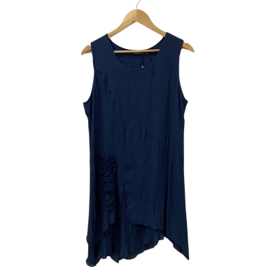  Whispers Womens  Size M Casual Dress Navy Blue 