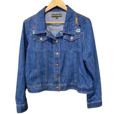 Princess Highway Embroidered Denim Jacket  Size 14 Blue 