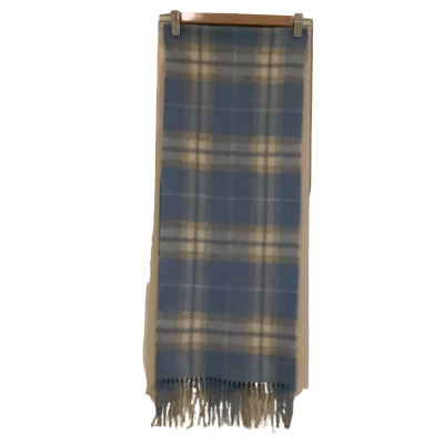 Frangi. 100% Lambswool Scarf. Blue and Grey Tartan.  Made in Scotland.    