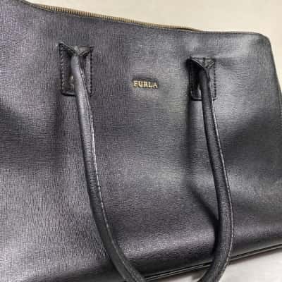Furla Womens Black Large Handbag Genuine Leather