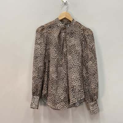 Portmans Womens  Size 6 Sheer Blouse Animal print 