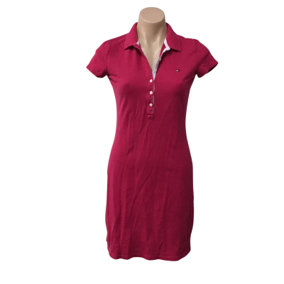 Tommy Hilfiger Womens Size XS Bright Pink Short Sleeve Polo Dress 