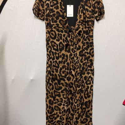 Bardōt Womens  Size 10 Wrap Dress Animal print / Black  / Brown 