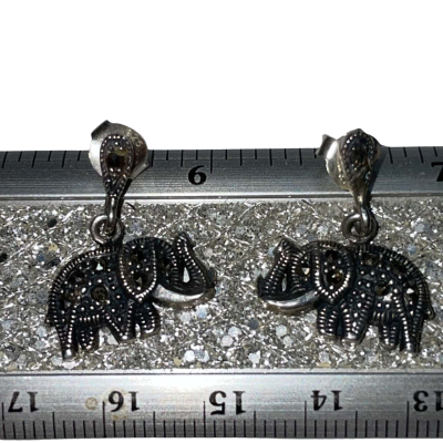  Women's Elephant Earrings Marked 925