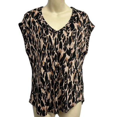 Witchery Womens Size S Leopard Print Linen Shirt