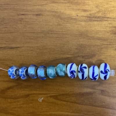  Womens Beaded Bracelet Charms 20pc Blue stamped 925