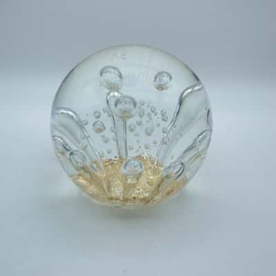 Large Round Gold Bubbly Paperweight