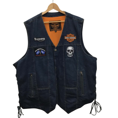 Mens 5xl Denim biker Vest 