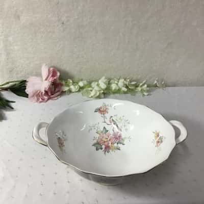 Royal Doulton "Mystic Dawn" Floral Pattern Bone China Footed Serving Bowl with Handles