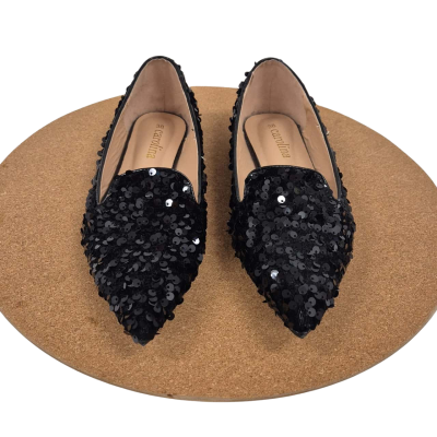 Carolina Sequined Womens  Size 38 Loafers Black  