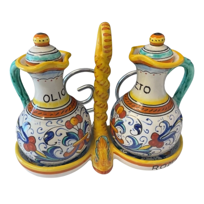 “MAJOLICA” ceramic oil & vinegar Cruet Set