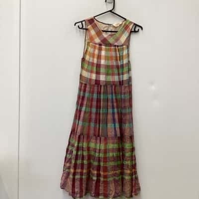 Gorman Womens  Size 6 100% COTTON Midi/ Sleeveless Dress  Gingham 