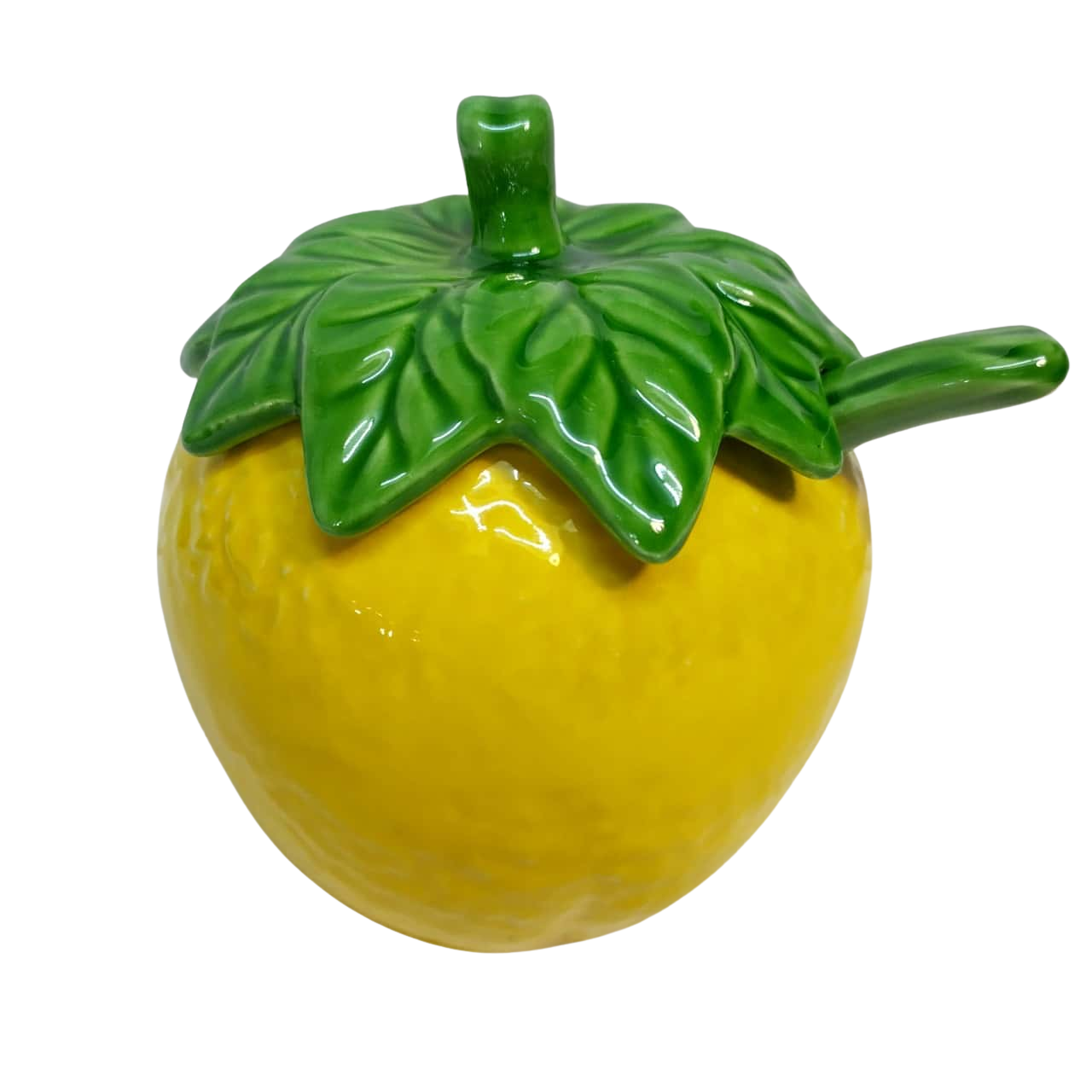 Lemon Shaped Jam Pot / Jar With Ladle, Made In Italy