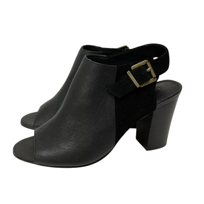 Isabella Anselmo Black Peep Toe Block Heels Womens Heels Black  