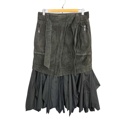 Vintage Suede Asymmetrical Hem Skirt - Euro 38 - Black/Grey