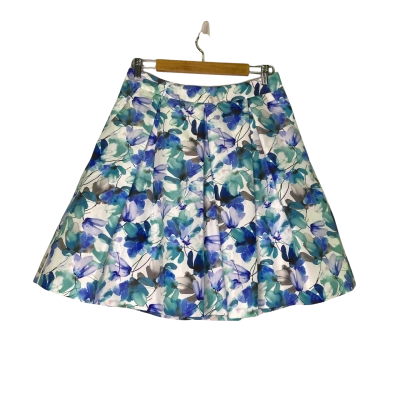 Forever New Womens  Size 12 Pleated Skirt Blue / Floral / Green / White 
