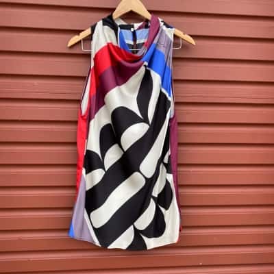 Reiss Womens Size 14 Multicoloured Sleeveless Keeley-Scarf Top 