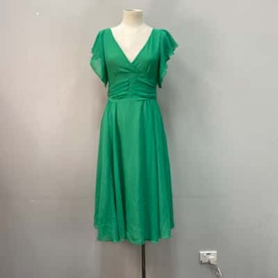 Suite 62 boutique Womens  Chiffon Size 8 Midi Dress Green 