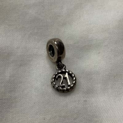 Pandora 21st Dangle Charm Sterling Silver