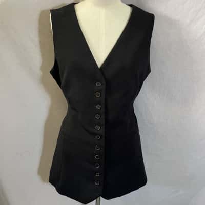 Dissh Tailored Vest Size 12 Black  