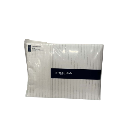 Sheridan Cotton Percale Double Sheet Set White/Silver