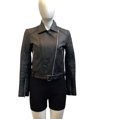 2ndSkin Womens  Size S Leather Biker Jacket Black