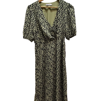 Atmos&Here Womens Size 12 Green Animal Print Dress
