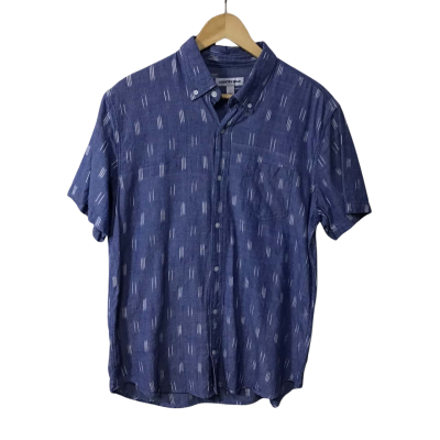Country Road Mens Size L  Blue / White Pattern Short Sleeve Shirt 