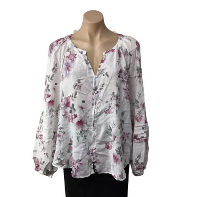 Just Jeans Womens Size 16 White  / Pink  / Purple / Khaki Floral Button up Long Sleeve Top (new)