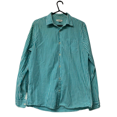 Teal Country Road Size M Long Sleeve Shirt Gingham / Turquoise / White 