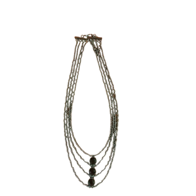  Womens Beaded Necklace Black  / Grey 