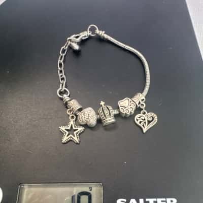  Womens Charm Bracelet Silver 