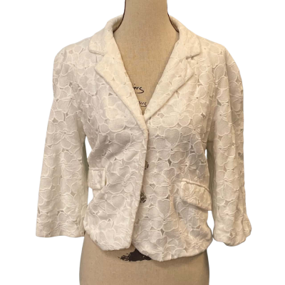Warehouse Womens Size 8 Cropped Jacket Off White