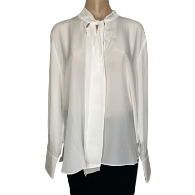 BNWT Trenery Womens Size 14 White Silk Shirt