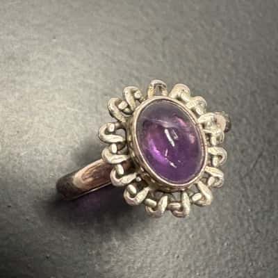  Beautiful 925 Sterling Silver Amythst Ring -February Birthstone 