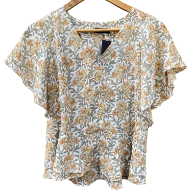 Forcast Floral Patterned Sheer Ruffle Top Size 6