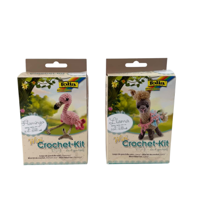 Folia Mini Crochet-Kit x2 - DIY Flamingo & Llama Kits - New in Boxes