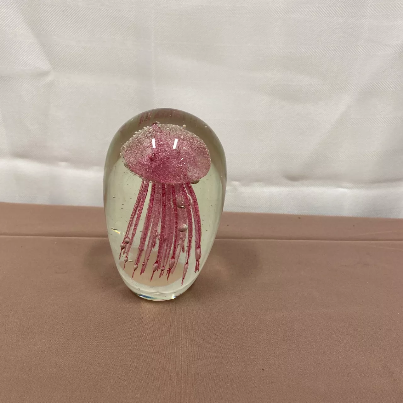 Vintage Clear Glass Art Pink Jellyfish w/controlled Bubbles Paperweight ...