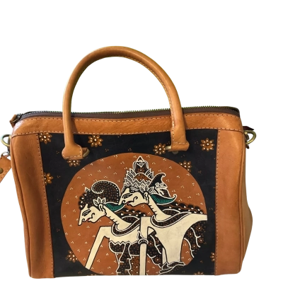 Indonesian artisan leather batik hand bag Womens 