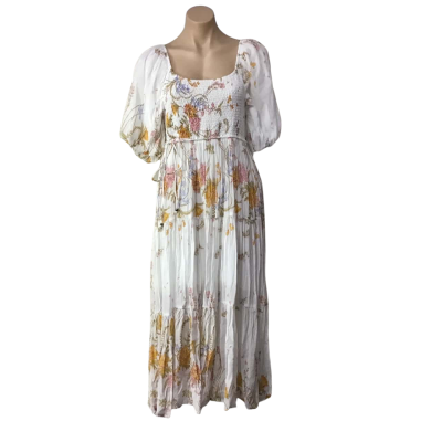 Iris Maxi Womens Size 16 / XXL White / Multicoloured Floral Short Sleeve Maxi Dress