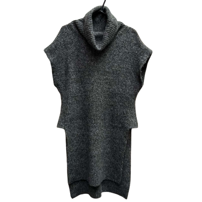 VERONIKA MAINE Grey Sleeveless Knit Jumper Size M Alpaca Mohair Wool Turtle Neck