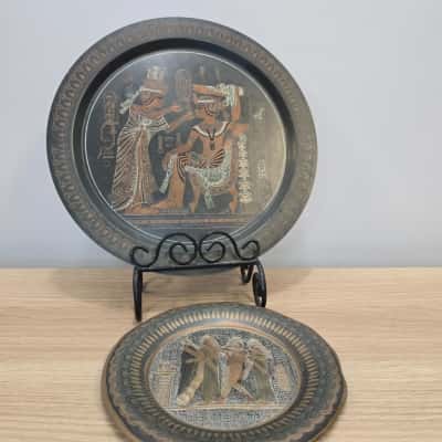 Vintage Egyptian Brass Etched Plates