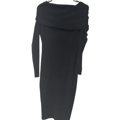 Womens Forcast Size L Long Sleeve Dress Black  