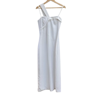 Collection Womens Asymmetric Midi Dress Size 12 White 