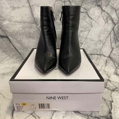 Nine West Womens Leather Boots Size 7.5 Black  